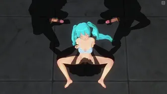 3D Hentai Guys Jerk Off To Miku While She Gets Fucked