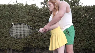 Tennis Was Hard For Tiny Redhead Teen