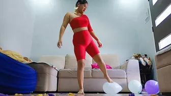 Sexy Freya Stomps To Pop Your Balloons In A Super Hot Red Jumper Outfit