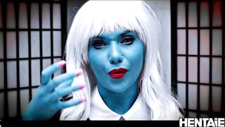 Hentaied - Fantastic Blonde Alien With Blue Skin Explains How To Jerk Off