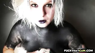 Big-Bodied Blonde Goth Babe's Solo Cam Show