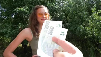 Busty Cutie Took Money For Some Nudity But Later She Gets Fucked In Woods