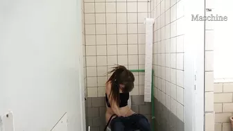 Toilet Romance! Jeans Ripped And Fucked